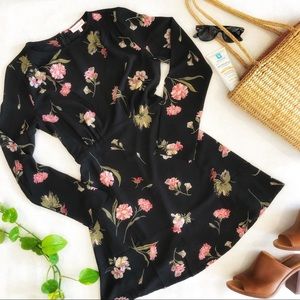 Re:named Black Floral Skater Dress Size M NWT